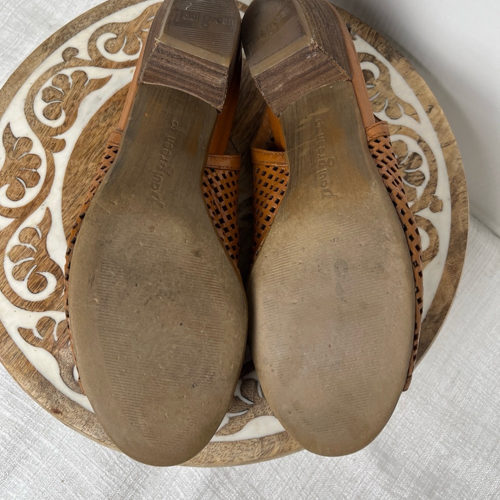 Paul Green Lois Slingback Perforated Leather Sandal Cognac Open Toe 6 UK 8.5 US - Picture 14 of 15